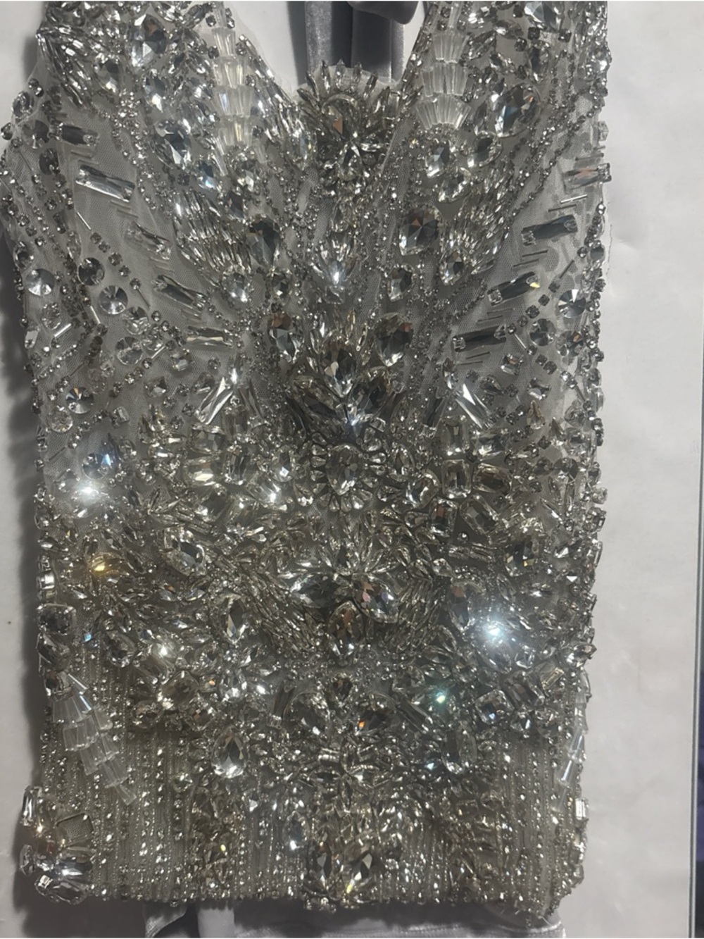 Embellished Silver Crystal Beaded Evening Dress Bodice